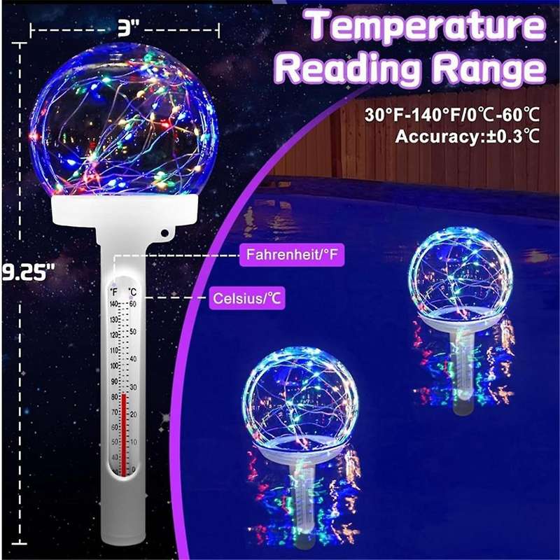 Pool Thermometer Floating Pool Thermometer with LED Floating Light for Outdoor and Indoor Swimming P