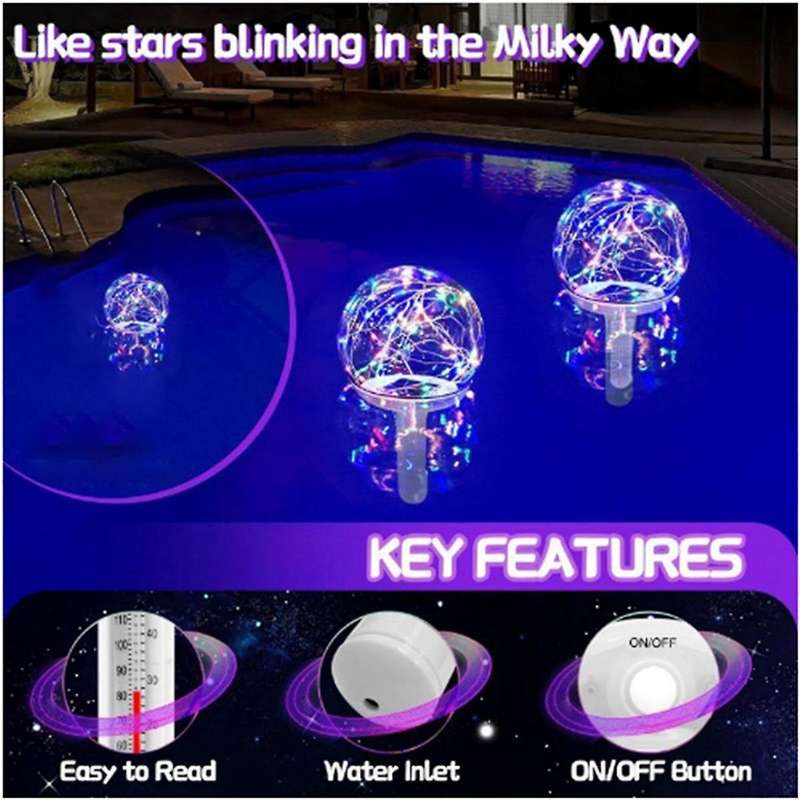 Pool Thermometer Floating Pool Thermometer with LED Floating Light for Outdoor and Indoor Swimming P