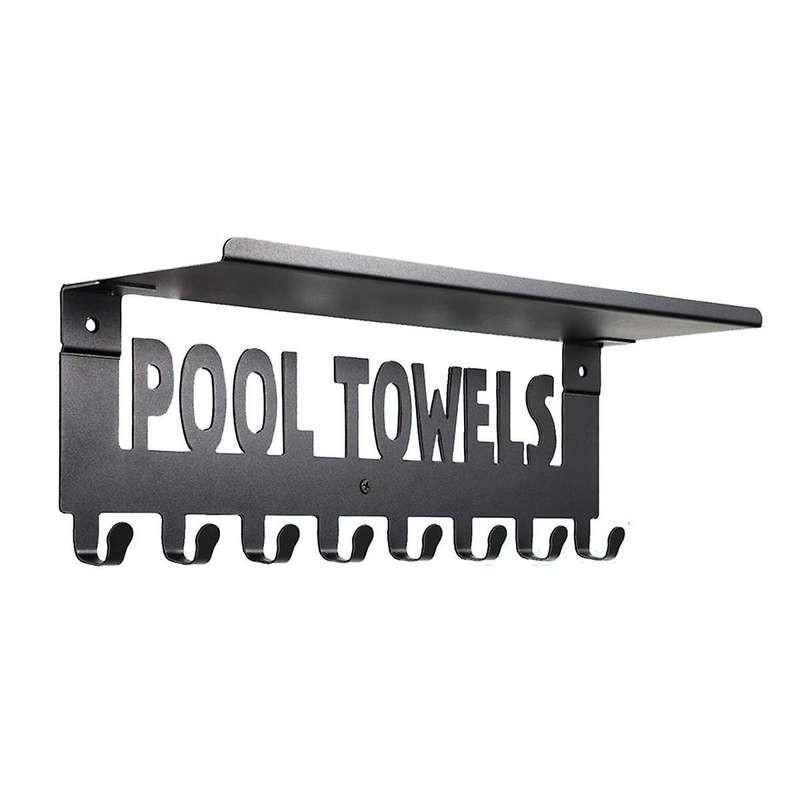 Pool Towel Racks with Shelf Outdoor Pool Decor Wall Mount Towel Hooks Towel Holder with 8 Hooks Towe