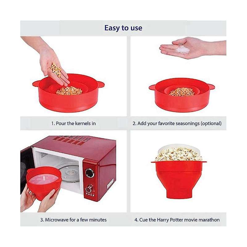 Popcorn Popper with Lids - Silicone Popcorn Maker Collapsible Popcorn Bowls Popcorn Container