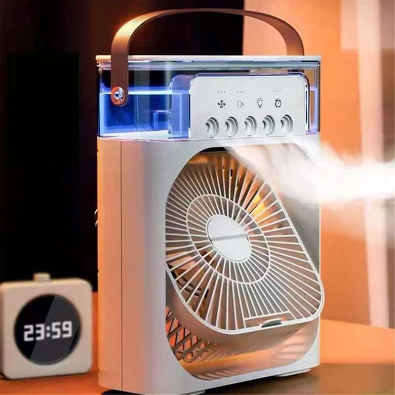Portable 3-In-1 Fan Air Conditioner Home Small Air Cooler LED Night Light Humidifier Air Conditioner