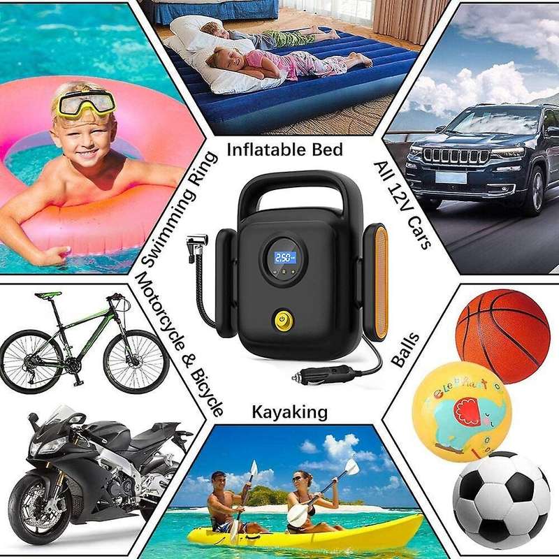 Portable 150PSI Car Tire Inflator Digital Screen with LED Light DC12V Pump for Car with Auto/Shut Of