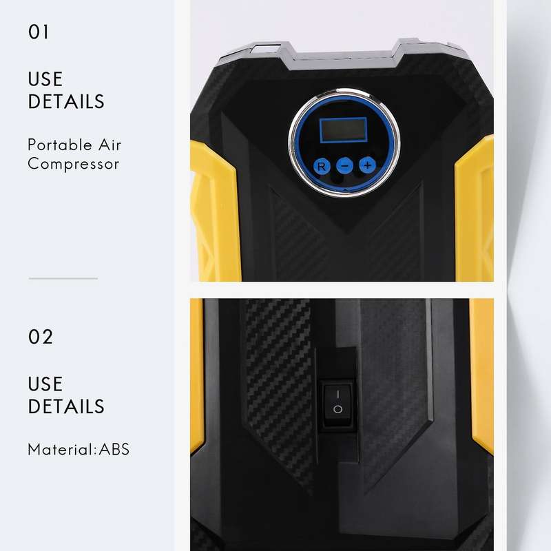 Portable Air Compressor for Car Tires Digital Tire Inflator 12V DC with Emergency LED Flashlight for