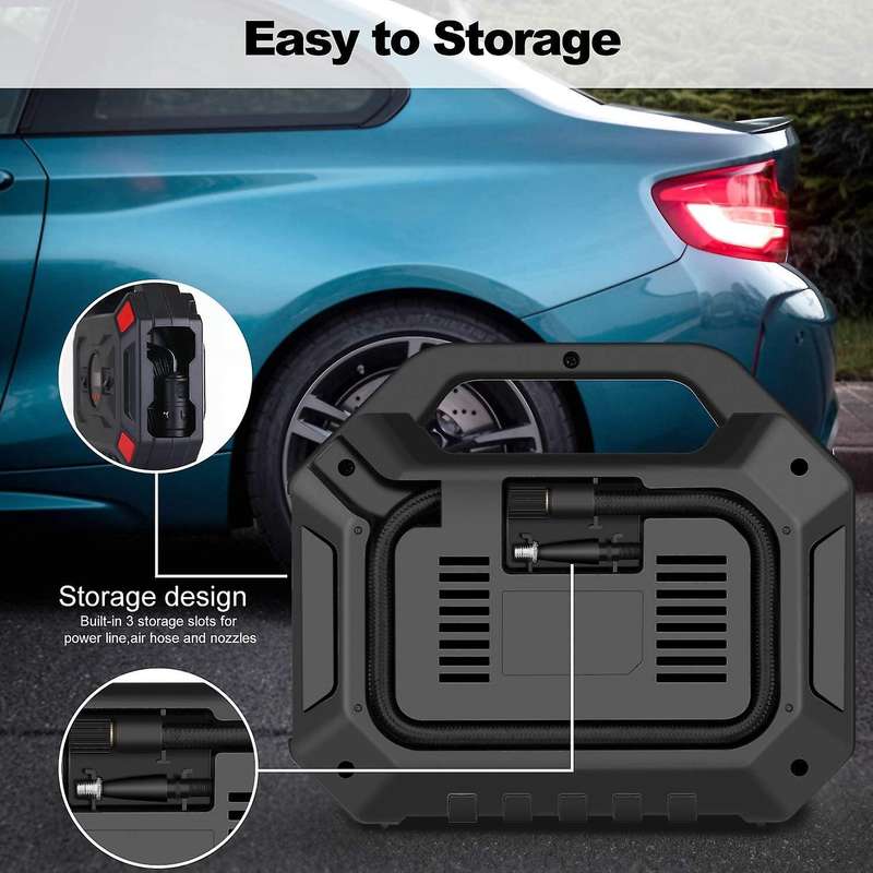 Portable Air Compressor Tire Inflator 12V Smart Digital Air Pump with LED Light for Car,Motorcycle,O