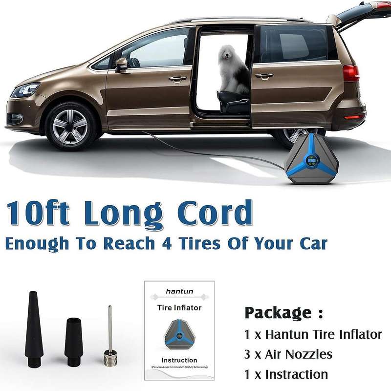 Portable Air Compressor Tire Inflator 150PSI Digital Air Pump with LED Light for Car,Motorcycle,Outd