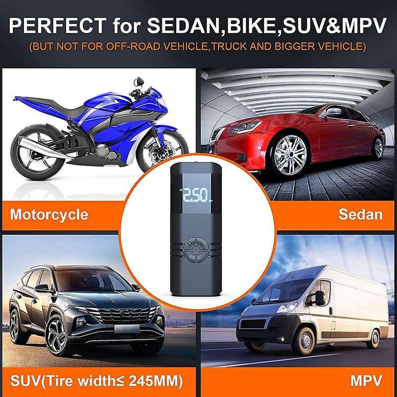 Portable Air Compressor Tire Inflator, Auto Tire Pump Car Tire Inflator with Digital Pressure Gauge,