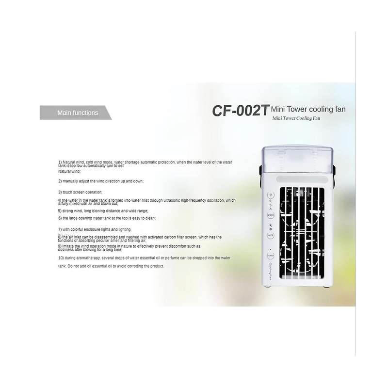 Portable Air Conditioner Fan 3 In 1 Desk Air Cooler and Humidifier with 3 Fan Speeds and 7 Colors L