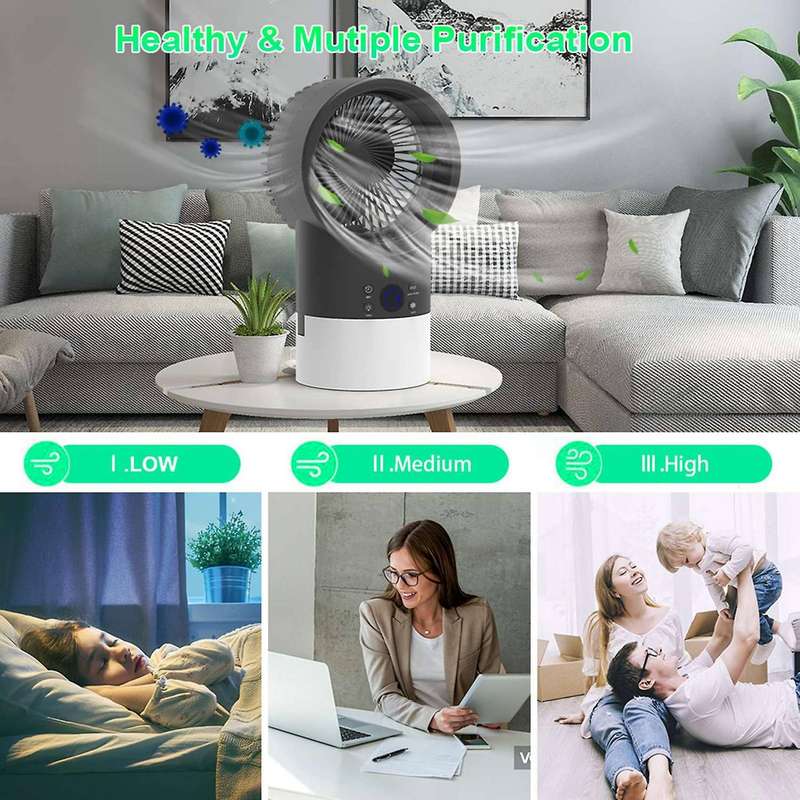 Portable Air Conditioner Cool Mist Humidifier Fan,4In1 Timing Night Light Quiet Small Table Fans for