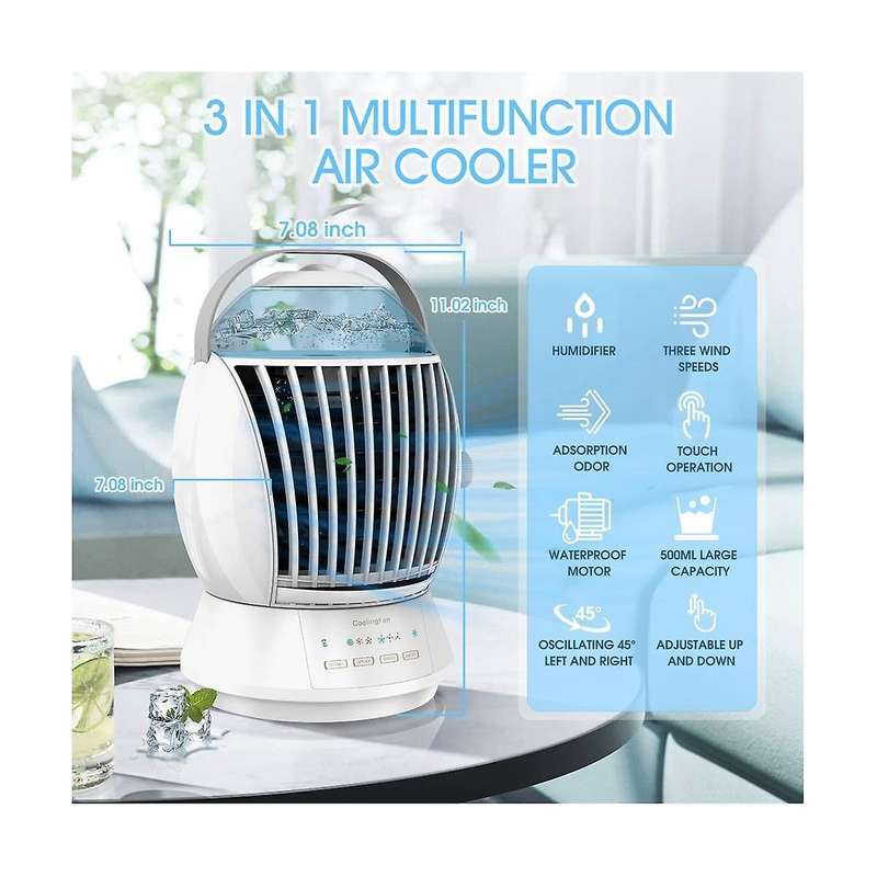 Portable Air Conditioner Fan Air Cooler Fan Electric Evaporative Cooler Desk Fan with Humidifier Fu