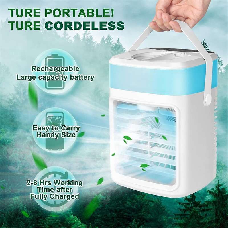 Portable Air Conditioner Fan Rechargeable Evaporative Air Cooler Mini Air Conditioner Humidifier 3Sp