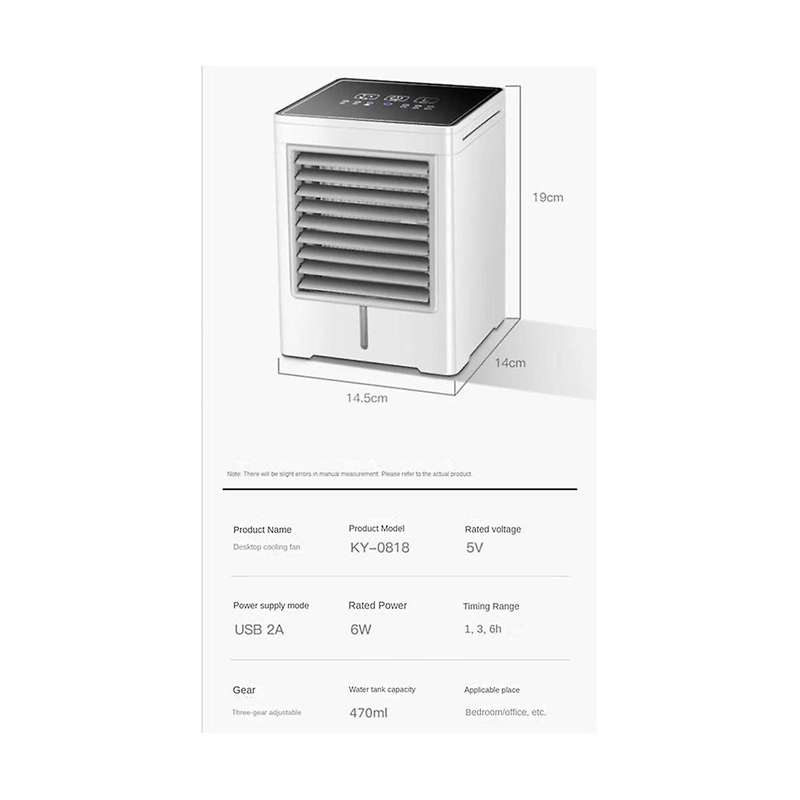 Portable Air Conditioner Fan Evaporative Mini Air Cooler, Usb Powered Touch Screen Desktop Cooling