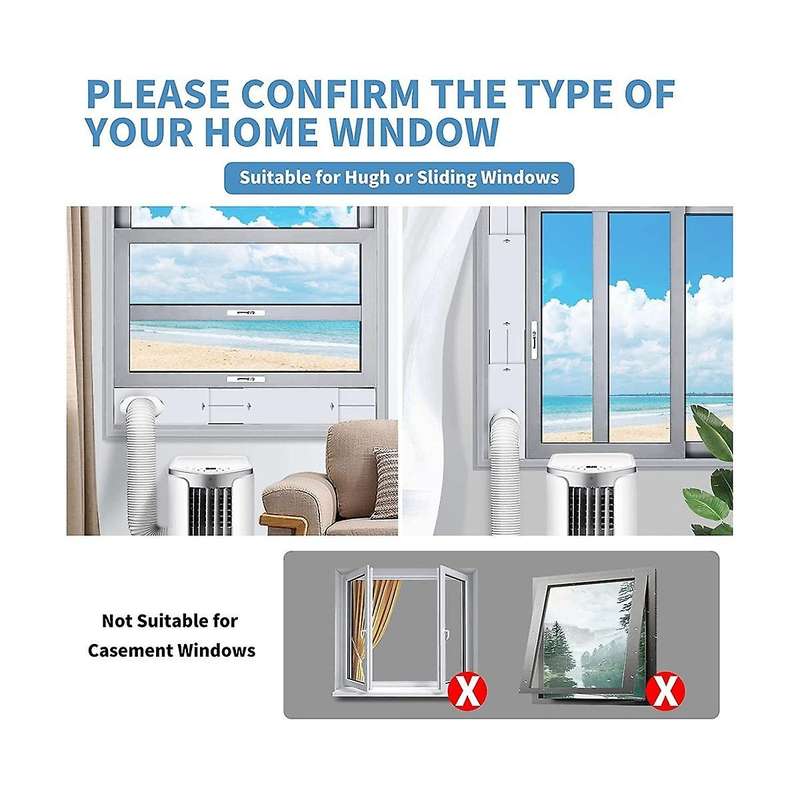 Portable Air Conditioner Window Kit with 2 In 1 Coupler, Universal Ac Window Vent for Hose 5.1inch/