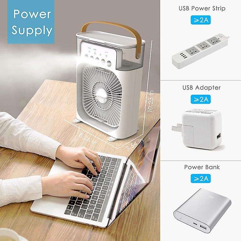 Portable Air Conditioner Fan USB Desk Fan Mini Evaporative Air Cooler Fan with 7 Colors Lights Perso