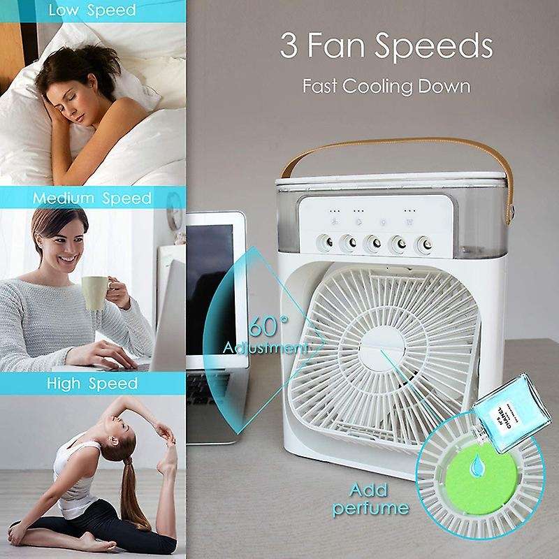 Portable Air Conditioner Fan USB Desk Fan Mini Evaporative Air Cooler Fan with 7 Colors Lights Perso