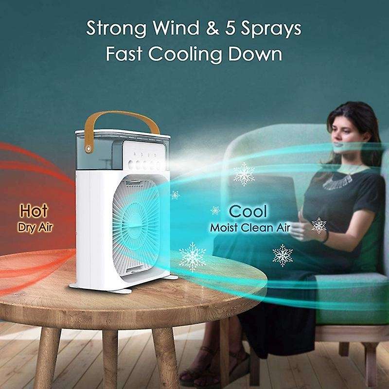 Portable Air Conditioner Fan USB Desk Fan Mini Evaporative Air Cooler Fan with 7 Colors Lights Perso