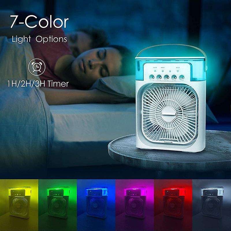 Portable Air Conditioner Fan USB Desk Fan Mini Evaporative Air Cooler Fan with 7 Colors Lights Perso