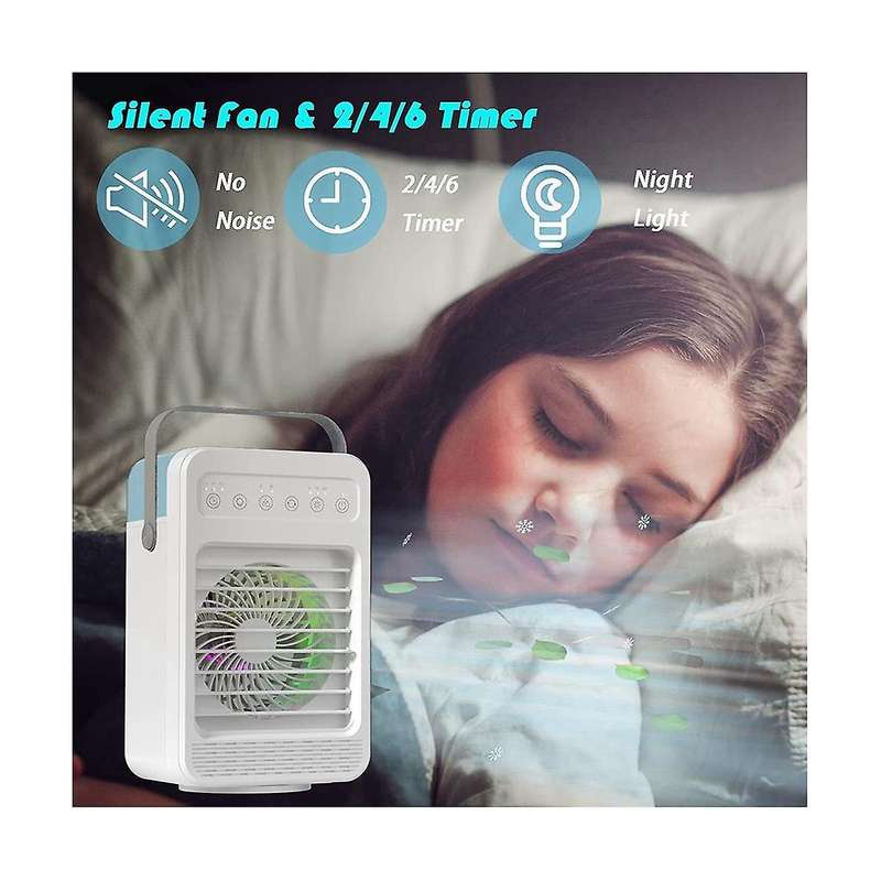 Portable Air Conditioner, 4 in 1 Evaporative Air Cooler with 600Ml Water Tank, 2/4/6H Timer 4 Speed