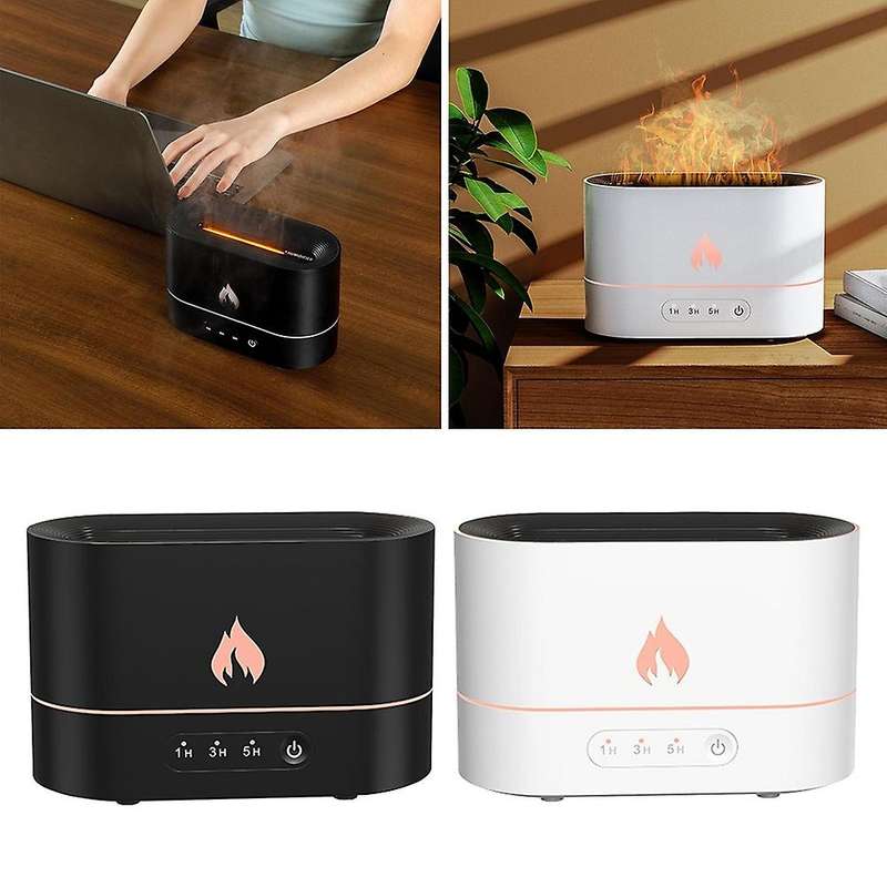 Portable Air Humidifier with Realistic Flame Mist Maker Aromatherapy Diffuser USB for Room SPA Offic