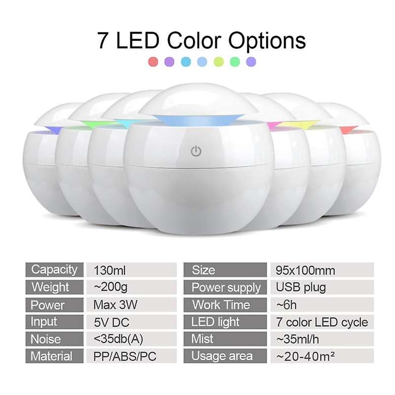 Portable Air Humidifier Ultrasonic USB Diffuser LED Night Light Electric Oil Diffuser Aromatherapy