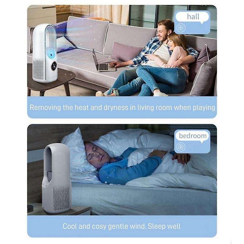 Portable Air Leafless Electric Fan 6 Speed Silent Timer Air Conditioner Cooling Fan Humidifier Cond