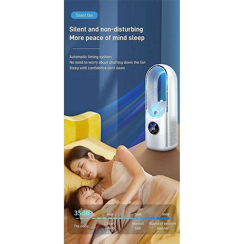 Portable Air Leafless Electric Fan 6 Speed Silent Timer Air Conditioner Cooling Fan Humidifier Cond