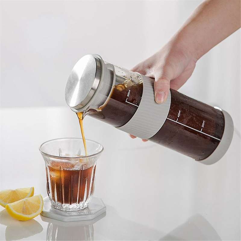 Portable Airtight Cold Brew Iced Coffee Maker Tea Infuser -800ml Cold Brew Coffee Kettle Brewing Gl