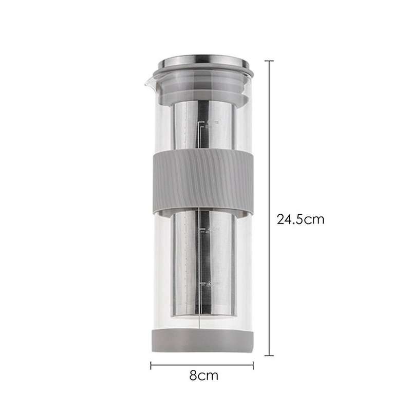 Portable Airtight Cold Brew Iced Coffee Maker Tea Infuser -800ml Cold Brew Coffee Kettle Brewing Gl