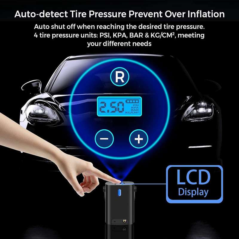 Portable Auto Air Compressor Tire Inflator 150PSI Tire Pump USB Rechargeable for Car Tires Bicycles