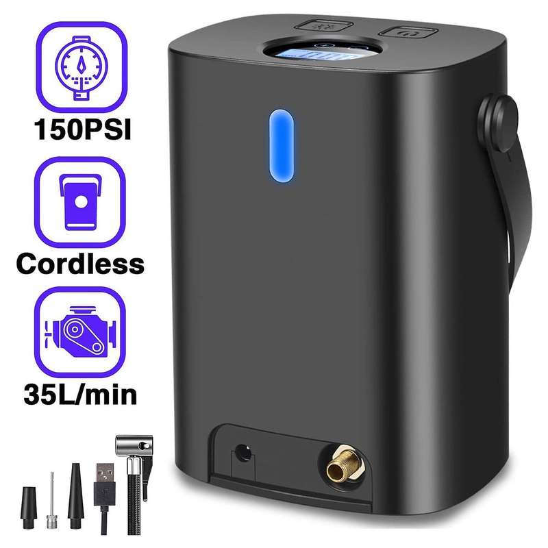 Portable Auto Air Compressor Tire Inflator 150PSI Tire Pump USB Rechargeable for Car Tires Bicycles