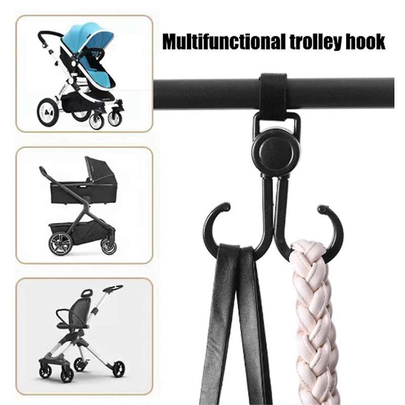 Portable Baby Stroller Double Hooks Shopping Cart Hanging Bag Hanging Buckles Organizer