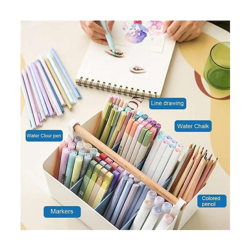 Portable Basket with Handle, Plastic Craft Storage Organizer Tote with Adjustable Divided for Makeu