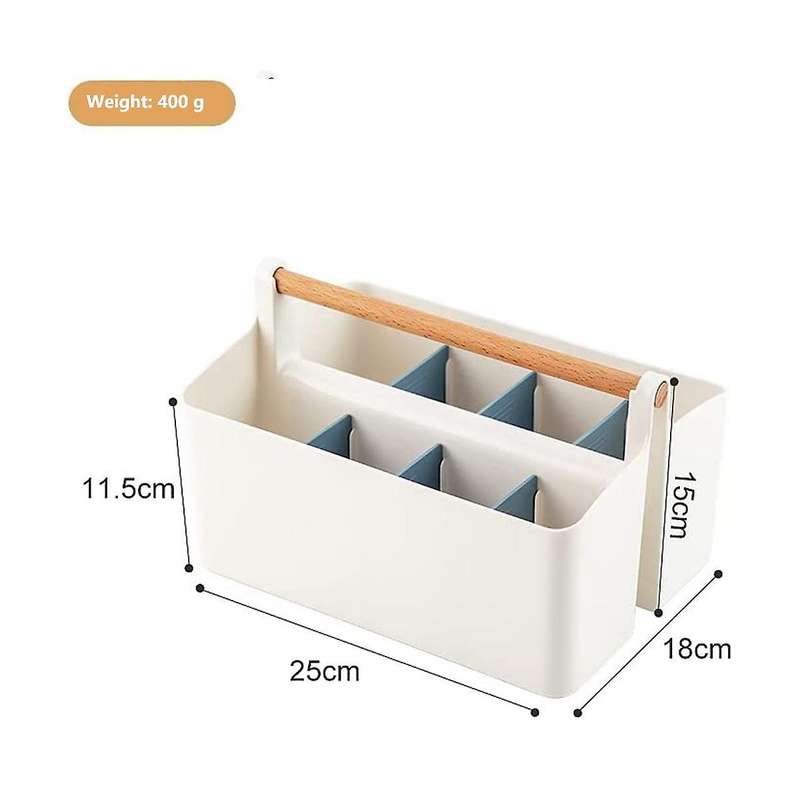 Portable Basket with Handle, Plastic Craft Storage Organizer Tote with Adjustable Divided for Makeu