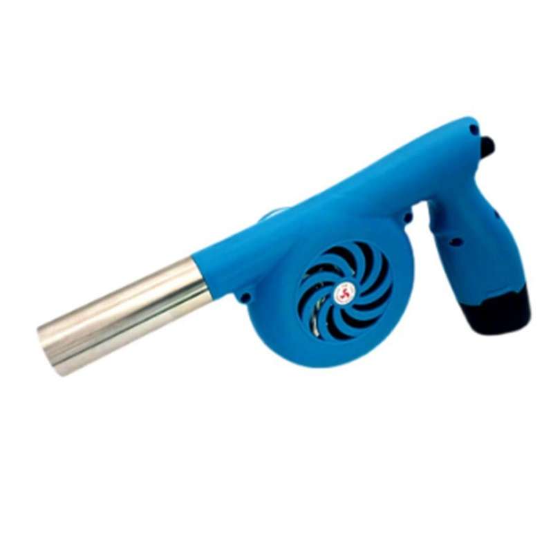 Portable Bbq Fan Grill Turbo Air Blower 5000r 5000ma Rechargeable for Fire Stove Blue Us Plug