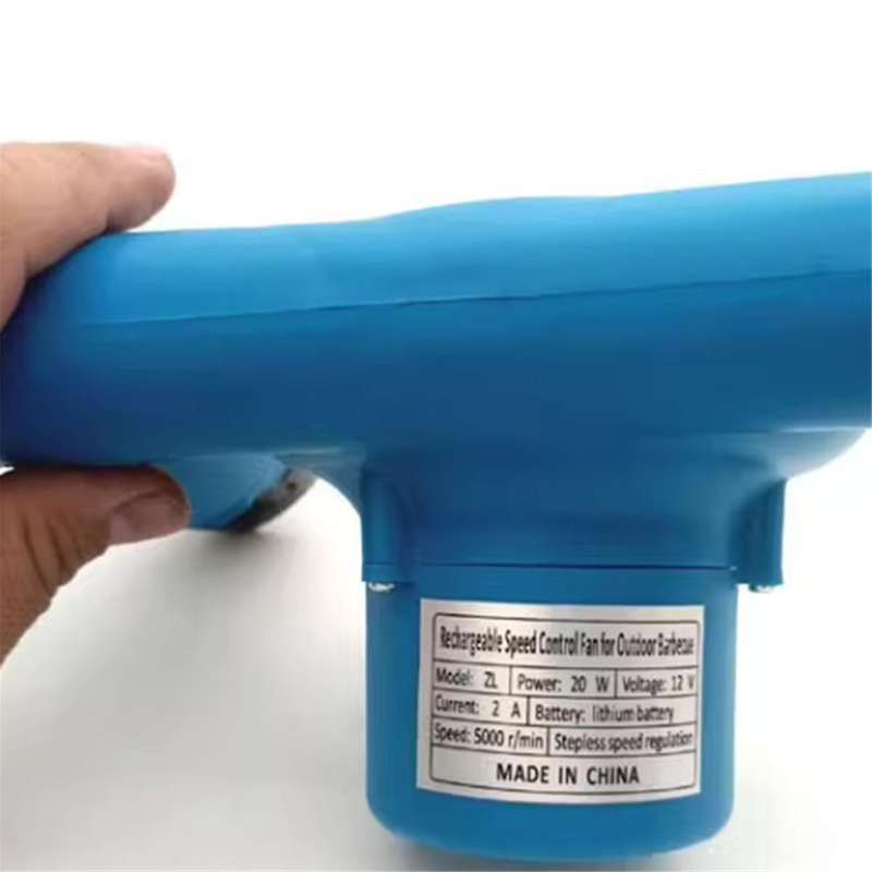 Portable Bbq Fan Grill Turbo Air Blower 5000r 5000ma Rechargeable for Fire Stove Blue Us Plug