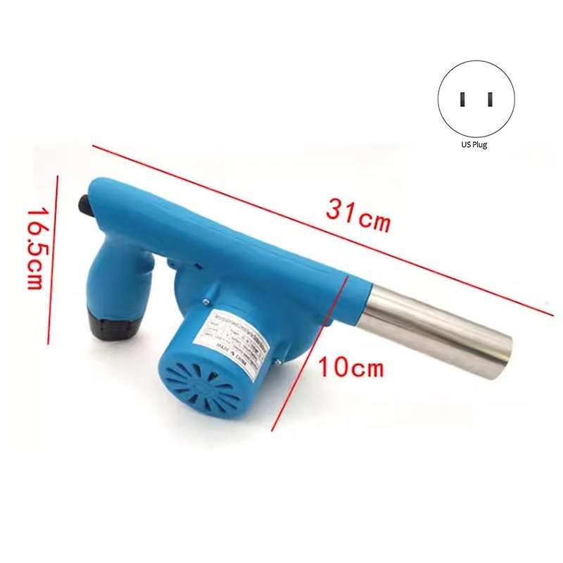 Portable Bbq Fan Grill Turbo Air Blower 5000r 5000ma Rechargeable for Fire Stove Blue Us Plug