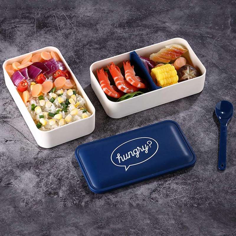 Portable Bento Box Microwave Dinnerware Food Storage Container Double-Layered Lunch Box -Keeping Bo