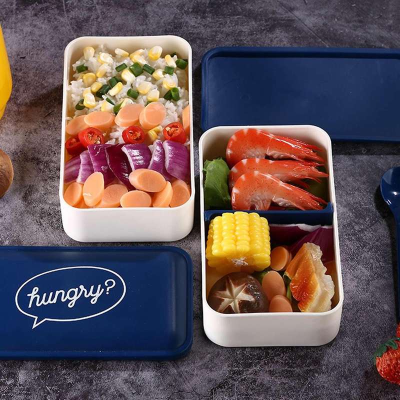 Portable Bento Box Microwave Dinnerware Food Storage Container Double-Layered Lunch Box -Keeping Bo