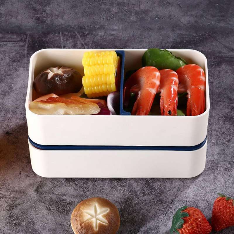 Portable Bento Box Microwave Dinnerware Food Storage Container Double-Layered Lunch Box -Keeping Bo
