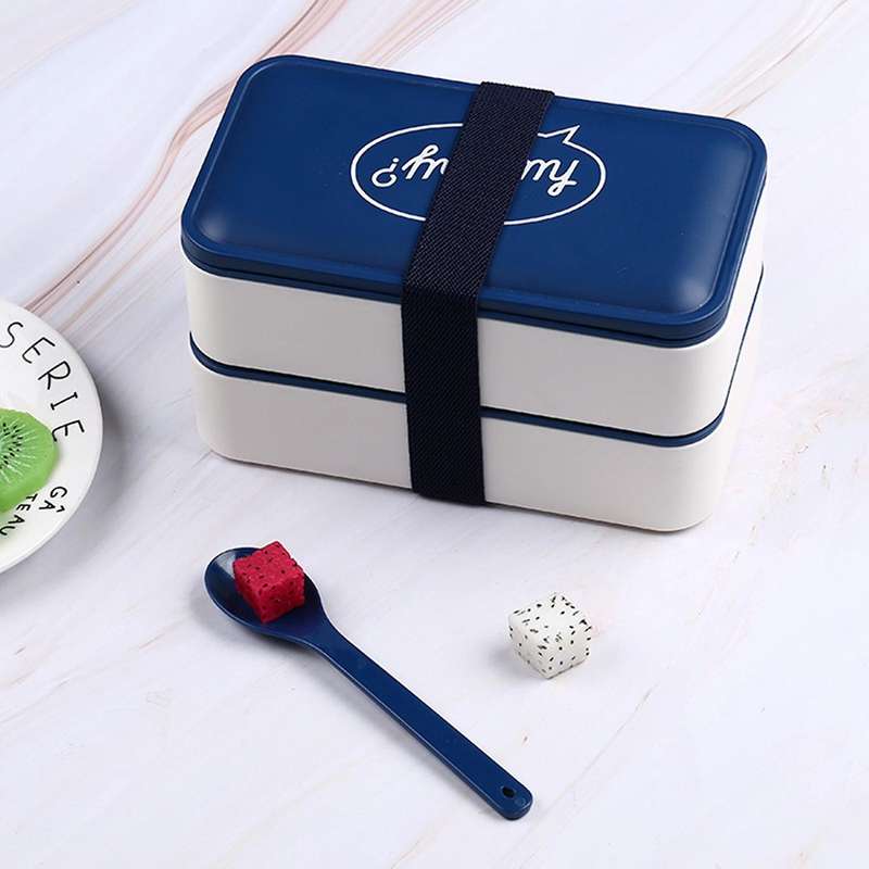 Portable Bento Box Microwave Dinnerware Food Storage Container Double-Layered Lunch Box -Keeping Bo