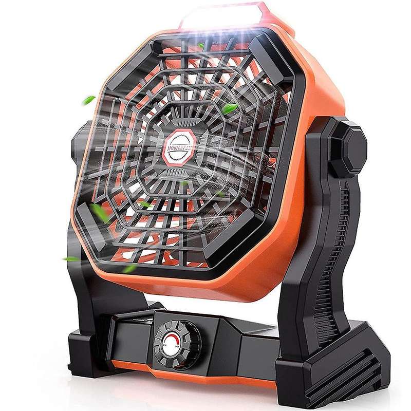 Portable Camping Fan with LED Lights, USB Powered Battery Table Fan for Desk, Tent Fan for Outdoor,