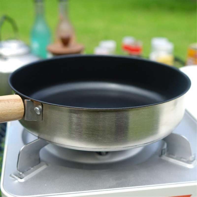 Portable Camping Frying Pan with Non Stick Coating Outdoor Cookware for Campers and Traveler Frying