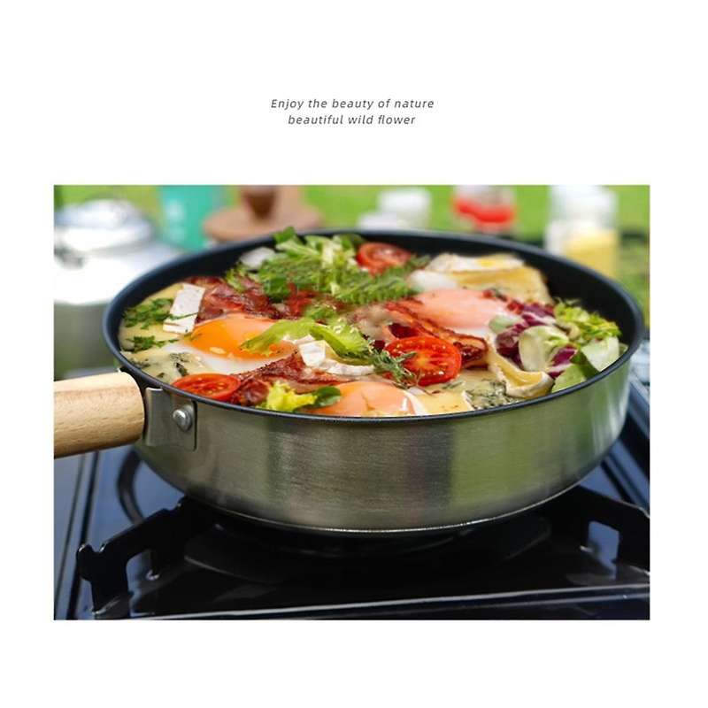 Portable Camping Frying Pan with Non Stick Coating Outdoor Cookware for Campers and Traveler Frying