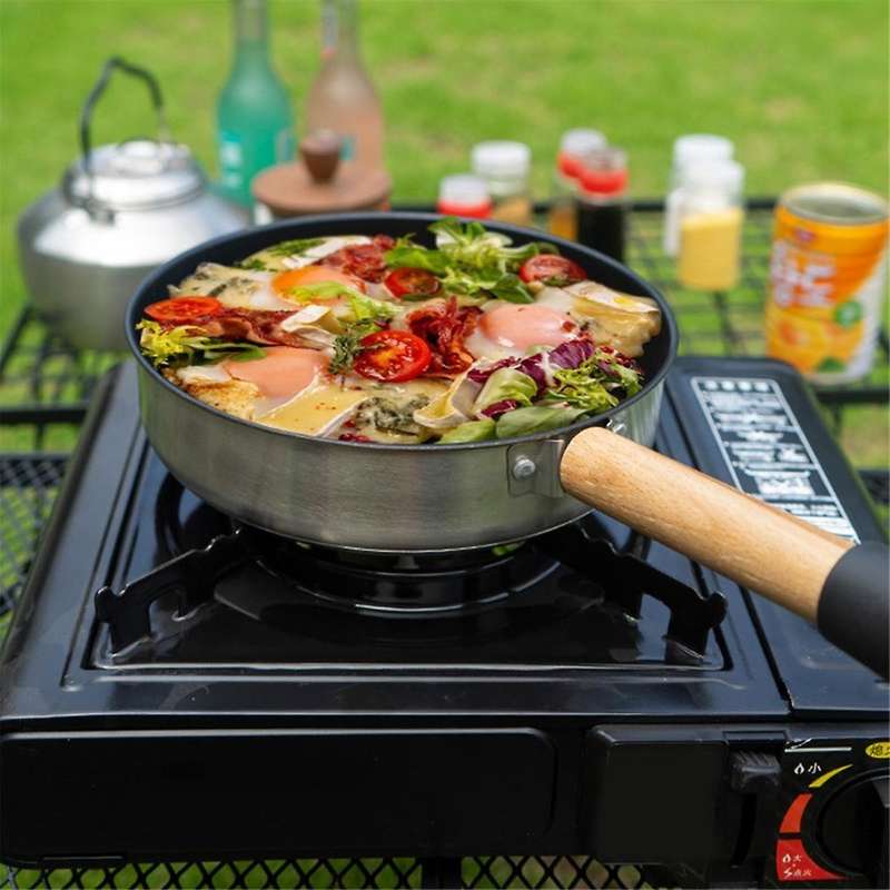 Portable Camping Frying Pan with Non Stick Coating Outdoor Cookware for Campers and Traveler Frying