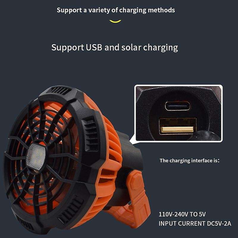 Portable Camping Ceiling Fan Tent Lantern LED Light USB Rechargeable Quiet Desk Fan Outdoor Camping
