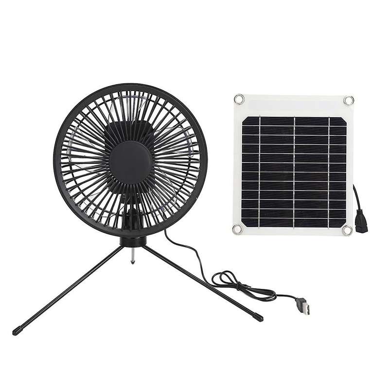 Portable Camping Fan with USB Solar Panel , for Tent, Outdoor, USB Desk Fan for Travel, Fishing, Ou