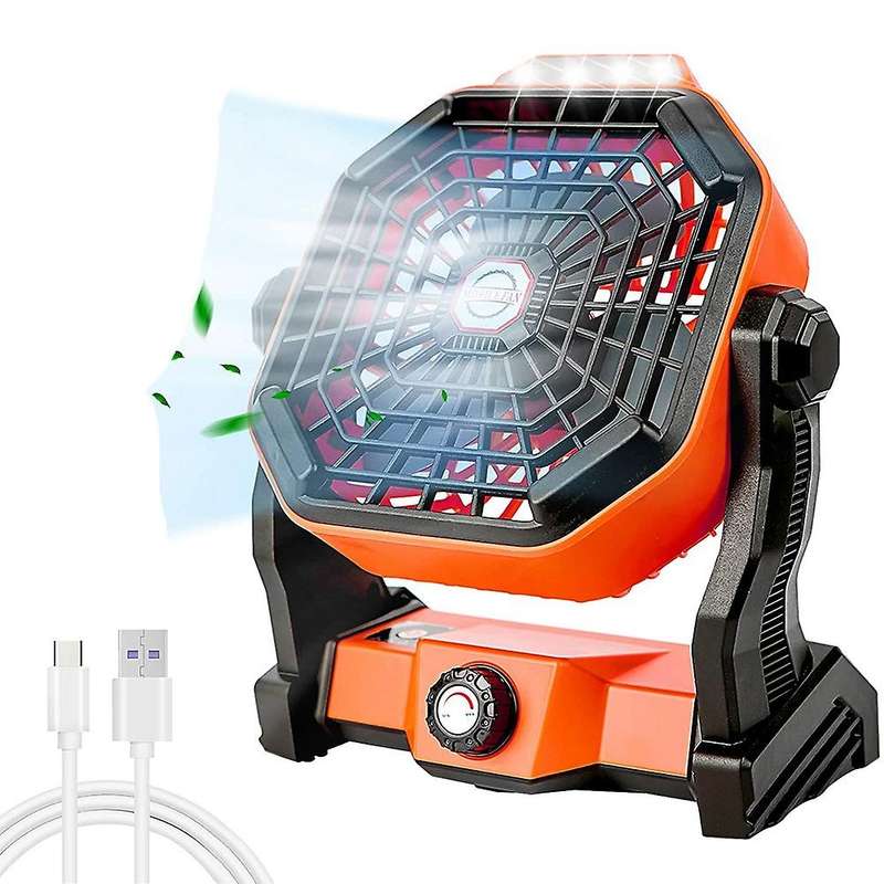 Portable Camping Fan with LED Lights,270 Adjustable Stepless Speed Enhanced Airflow Tent Fan for Out
