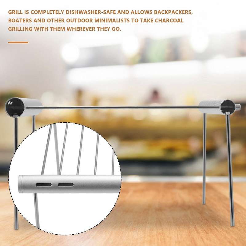 Portable Camping Grill Folding Compact Stainless Steel Charcoal Barbeque Grill for Picnic Backpackin