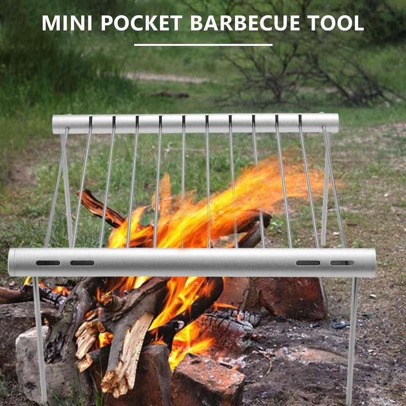 Portable Camping Grill Folding Compact Stainless Steel Charcoal Barbeque Grill for Picnic Backpackin