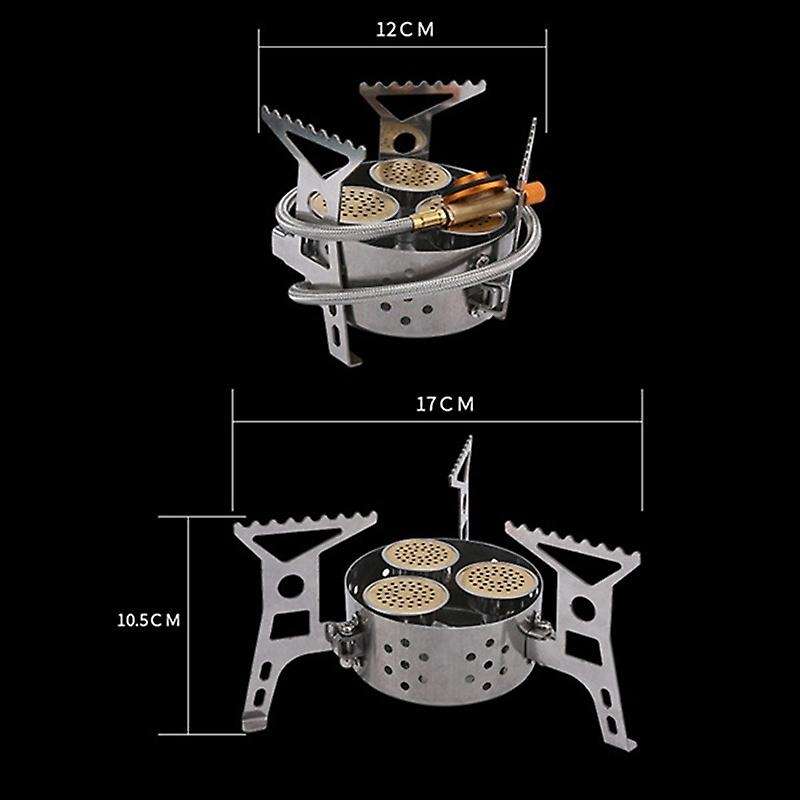 Portable Camping Stove 3 Core Head Camp Stove with Conversion Head Adapter Windproof Gas Stove Burne
