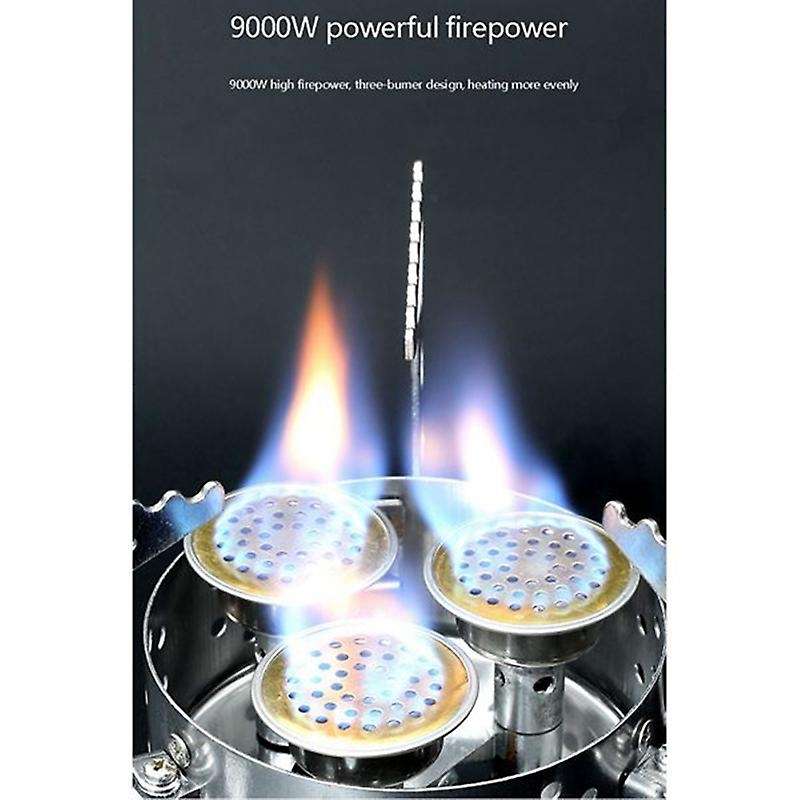 Portable Camping Stove 3 Core Head Camp Stove with Conversion Head Adapter Windproof Gas Stove Burne